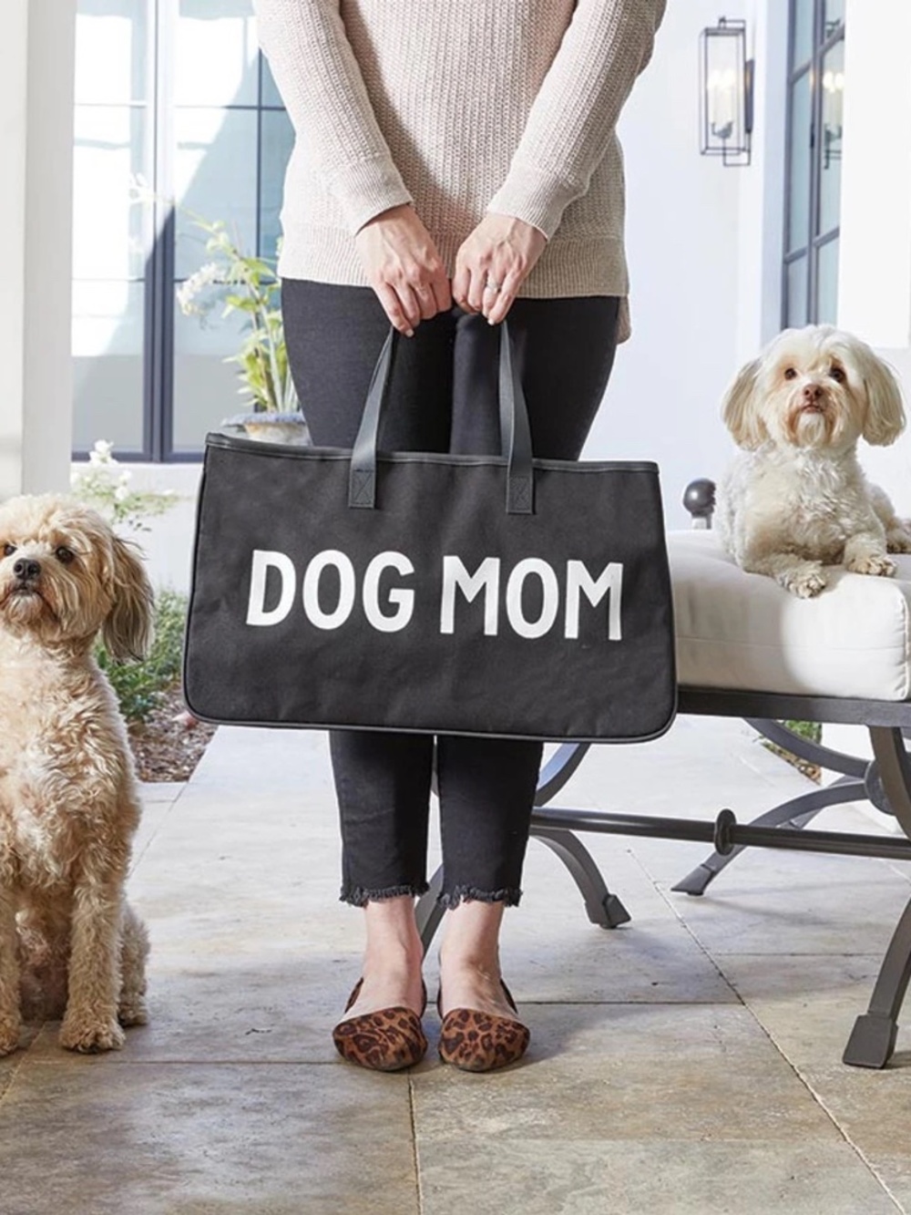 NWT Santa Barbara Design Studio Black Canvas Hold Everything Tote - Dog Mom